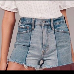 Abercrombie & Fitch Two-Tone Light Wash Denim Jean Shorts
